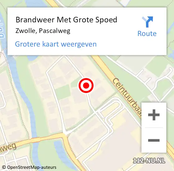 Locatie op kaart van de 112 melding: Brandweer Met Grote Spoed Naar Zwolle, Pascalweg op 23 oktober 2019 11:47