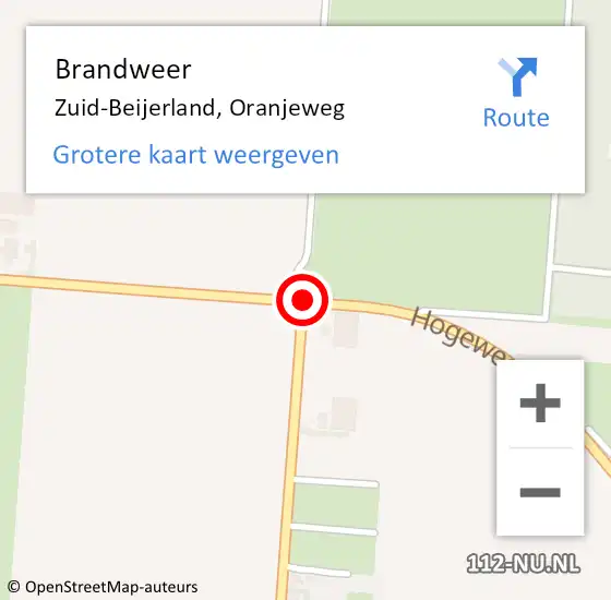 Locatie op kaart van de 112 melding: Brandweer Zuid-Beijerland, Oranjeweg op 23 oktober 2019 12:02