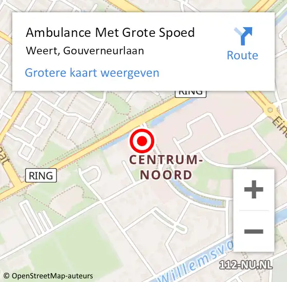 Locatie op kaart van de 112 melding: Ambulance Met Grote Spoed Naar Weert, Gouverneurlaan op 17 april 2014 14:29