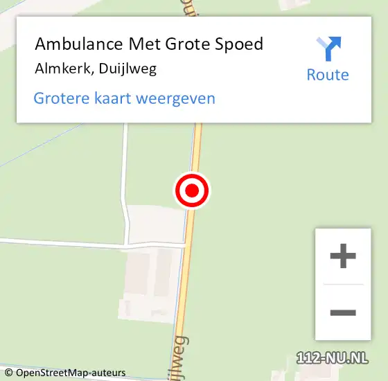 Locatie op kaart van de 112 melding: Ambulance Met Grote Spoed Naar Almkerk, Duijlweg op 23 oktober 2019 13:29