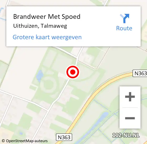 Locatie op kaart van de 112 melding: Brandweer Met Spoed Naar Uithuizen, Talmaweg op 23 oktober 2019 13:36