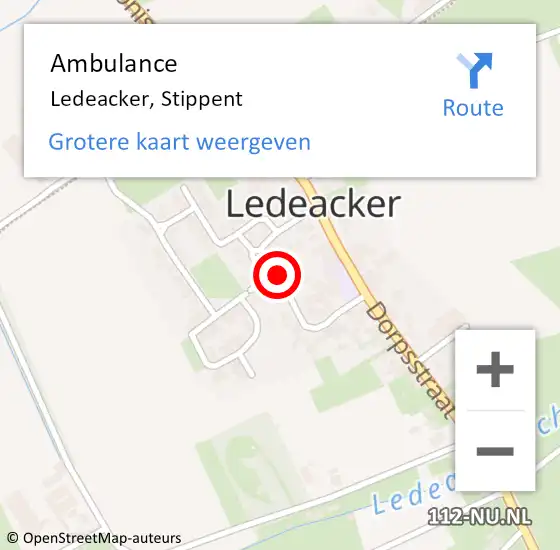 Locatie op kaart van de 112 melding: Ambulance Ledeacker, Stippent op 23 oktober 2019 14:07