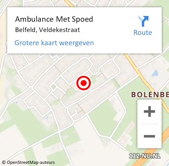 Locatie op kaart van de 112 melding: Ambulance Met Spoed Naar Belfeld, Veldekestraat op 17 april 2014 14:45