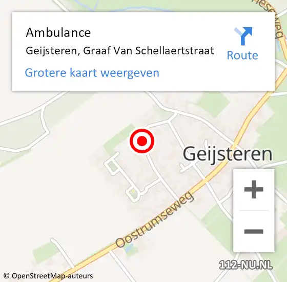 Locatie op kaart van de 112 melding: Ambulance Geijsteren, Graaf Van Schellaertstraat op 23 oktober 2019 15:00