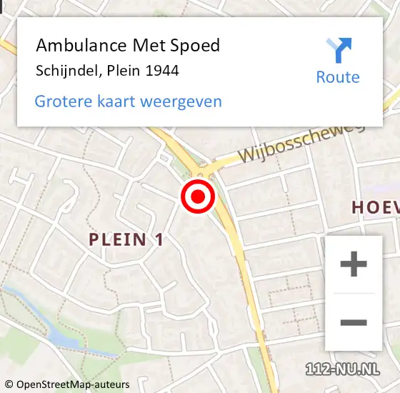 Locatie op kaart van de 112 melding: Ambulance Met Spoed Naar Schijndel, Plein 1944 op 23 oktober 2019 16:04