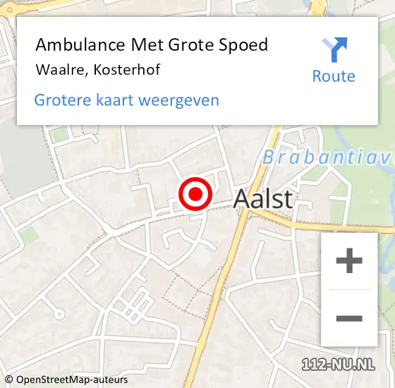 Locatie op kaart van de 112 melding: Ambulance Met Grote Spoed Naar Waalre, Kosterhof op 23 oktober 2019 16:56