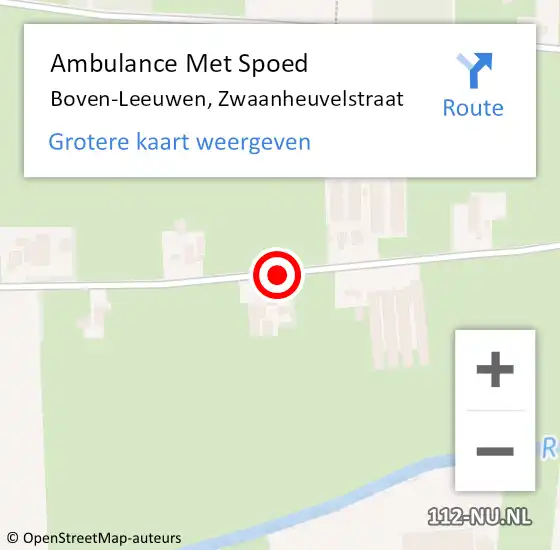Locatie op kaart van de 112 melding: Ambulance Met Spoed Naar Boven-Leeuwen, Zwaanheuvelstraat op 23 oktober 2019 17:11