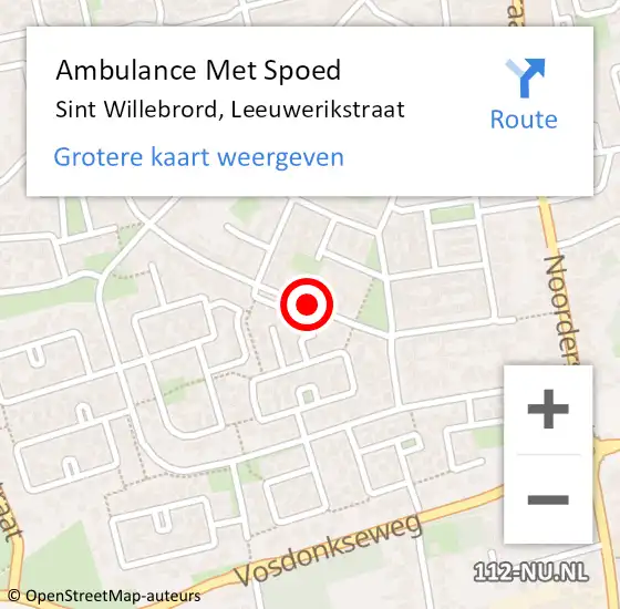 Locatie op kaart van de 112 melding: Ambulance Met Spoed Naar Sint Willebrord, Leeuwerikstraat op 23 oktober 2019 17:19