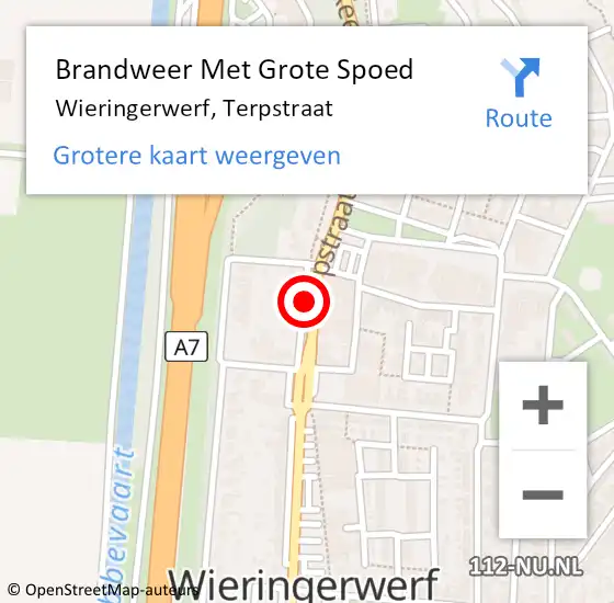 Locatie op kaart van de 112 melding: Brandweer Met Grote Spoed Naar Wieringerwerf, Terpstraat op 23 oktober 2019 17:44