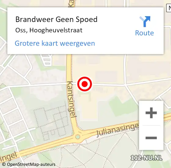 Locatie op kaart van de 112 melding: Brandweer Geen Spoed Naar Oss, Hoogheuvelstraat op 23 oktober 2019 17:57