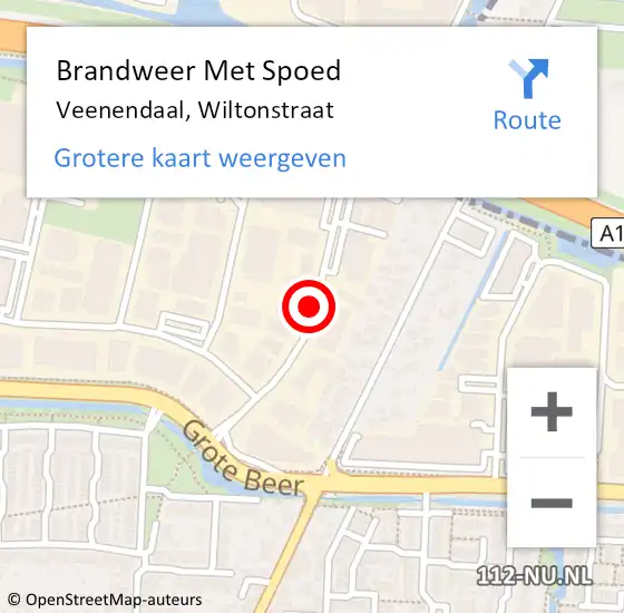 Locatie op kaart van de 112 melding: Brandweer Met Spoed Naar Veenendaal, Wiltonstraat op 23 oktober 2019 19:01