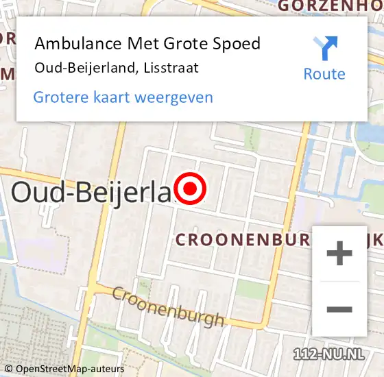 Locatie op kaart van de 112 melding: Ambulance Met Grote Spoed Naar Oud-Beijerland, Lisstraat op 23 oktober 2019 20:08