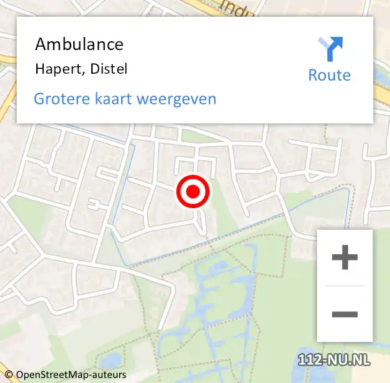 Locatie op kaart van de 112 melding: Ambulance Hapert, Distel op 23 oktober 2019 21:07