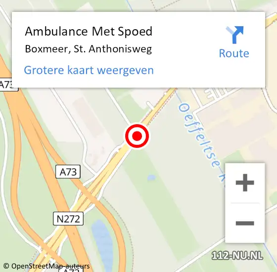 Locatie op kaart van de 112 melding: Ambulance Met Spoed Naar Boxmeer, St. Anthonisweg op 23 oktober 2019 21:09