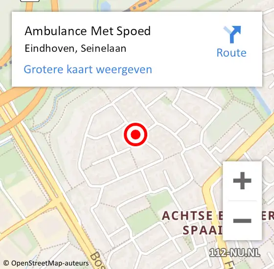 Locatie op kaart van de 112 melding: Ambulance Met Spoed Naar Eindhoven, Seinelaan op 23 oktober 2019 22:41