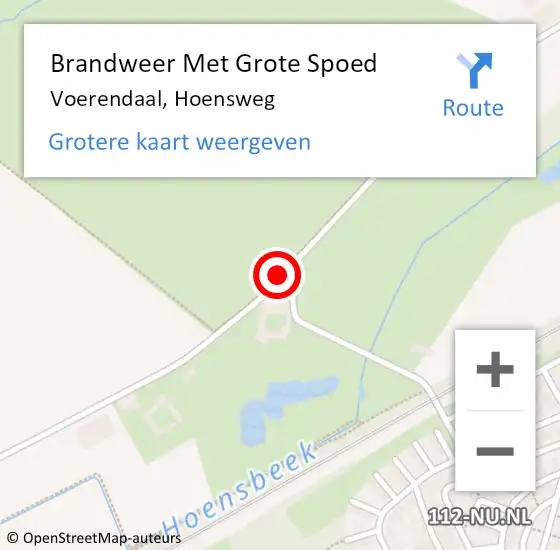 Locatie op kaart van de 112 melding: Brandweer Met Grote Spoed Naar Voerendaal, Hoensweg op 23 oktober 2019 22:56