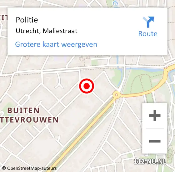 Locatie op kaart van de 112 melding: Politie Utrecht, Maliestraat op 17 april 2014 15:24