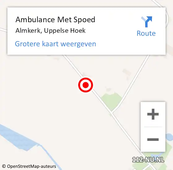 Locatie op kaart van de 112 melding: Ambulance Met Spoed Naar Almkerk, Uppelse Hoek op 23 oktober 2019 23:41