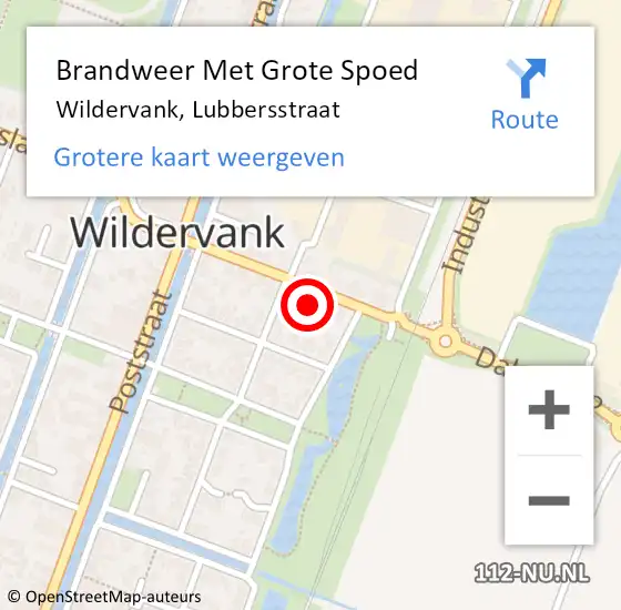 Locatie op kaart van de 112 melding: Brandweer Met Grote Spoed Naar Wildervank, Lubbersstraat op 29 september 2013 03:14