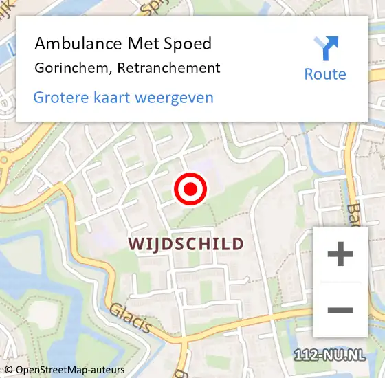 Locatie op kaart van de 112 melding: Ambulance Met Spoed Naar Gorinchem, Retranchement op 24 oktober 2019 07:17