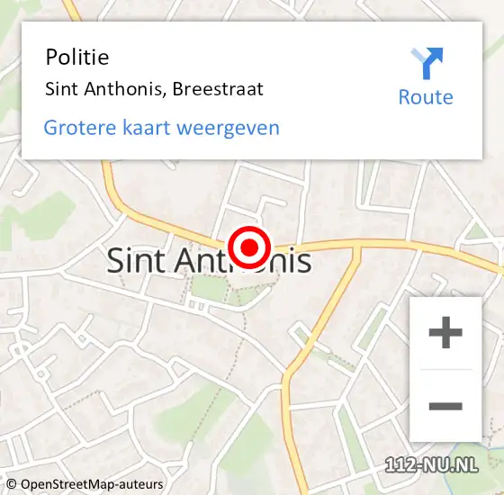 Locatie op kaart van de 112 melding: Politie Sint Anthonis, Breestraat op 24 oktober 2019 07:52