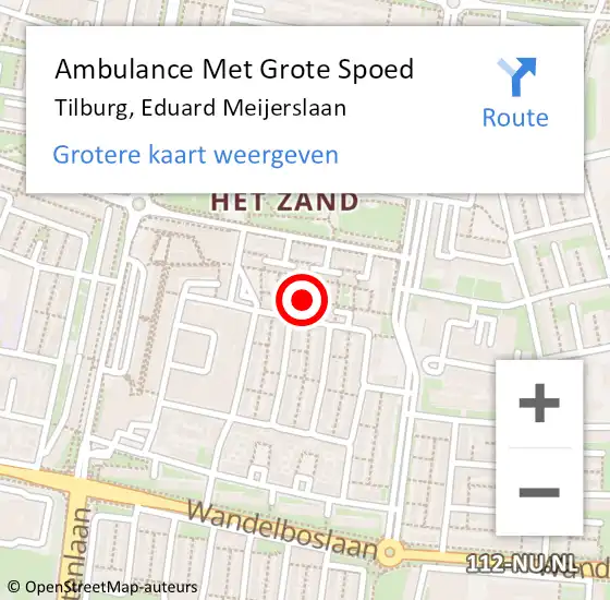 Locatie op kaart van de 112 melding: Ambulance Met Grote Spoed Naar Tilburg, Eduard Meijerslaan op 24 oktober 2019 09:07