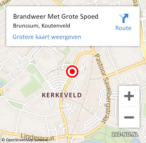 Locatie op kaart van de 112 melding: Brandweer Met Grote Spoed Naar Brunssum, Koutenveld op 24 oktober 2019 09:17