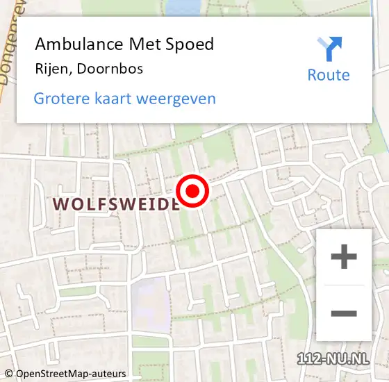 Locatie op kaart van de 112 melding: Ambulance Met Spoed Naar Rijen, Doornbos op 24 oktober 2019 09:42