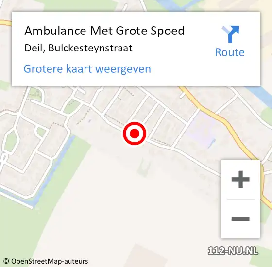 Locatie op kaart van de 112 melding: Ambulance Met Grote Spoed Naar Deil, Bulckesteynstraat op 24 oktober 2019 09:57