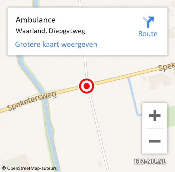 Locatie op kaart van de 112 melding: Ambulance Waarland, Diepgatweg op 24 oktober 2019 10:07