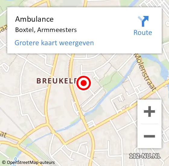 Locatie op kaart van de 112 melding: Ambulance Boxtel, Armmeesters op 24 oktober 2019 10:14