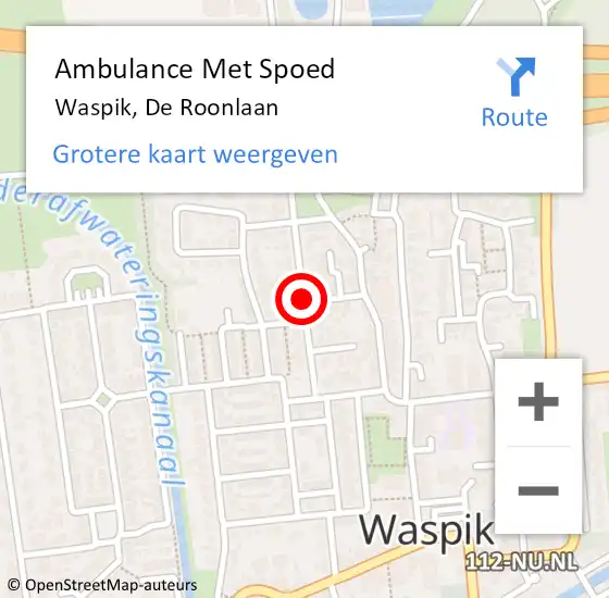 Locatie op kaart van de 112 melding: Ambulance Met Spoed Naar Waspik, De Roonlaan op 24 oktober 2019 11:11