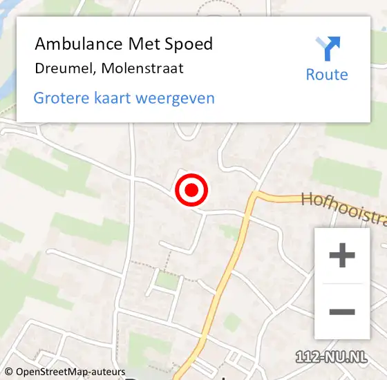 Locatie op kaart van de 112 melding: Ambulance Met Spoed Naar Dreumel, Molenstraat op 24 oktober 2019 11:13