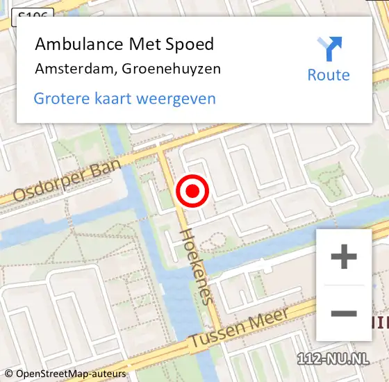 Locatie op kaart van de 112 melding: Ambulance Met Spoed Naar Amsterdam, Groenehuyzen op 24 oktober 2019 11:40