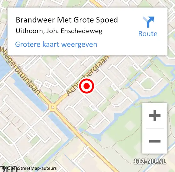 Locatie op kaart van de 112 melding: Brandweer Met Grote Spoed Naar Uithoorn, Joh. Enschedeweg op 24 oktober 2019 11:59