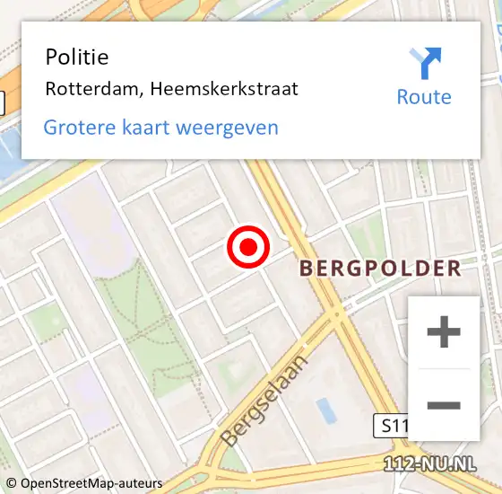 Locatie op kaart van de 112 melding: Politie Rotterdam, Heemskerkstraat op 24 oktober 2019 12:11