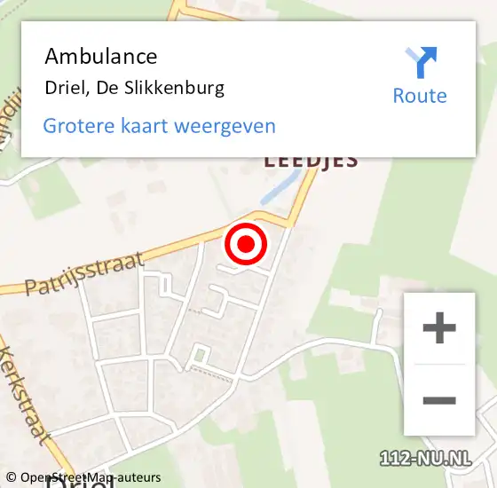Locatie op kaart van de 112 melding: Ambulance Driel, De Slikkenburg op 17 april 2014 16:12