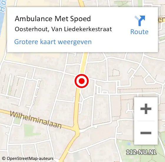 Locatie op kaart van de 112 melding: Ambulance Met Spoed Naar Oosterhout, Van Liedekerkestraat op 24 oktober 2019 14:29