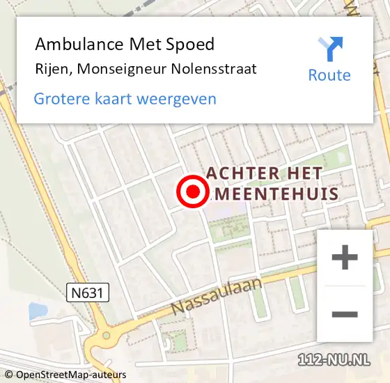 Locatie op kaart van de 112 melding: Ambulance Met Spoed Naar Rijen, Monseigneur Nolensstraat op 24 oktober 2019 14:37