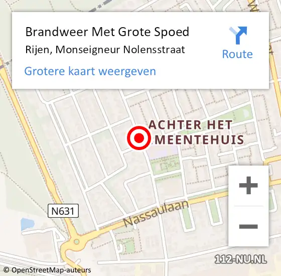 Locatie op kaart van de 112 melding: Brandweer Met Grote Spoed Naar Rijen, Monseigneur Nolensstraat op 24 oktober 2019 14:39