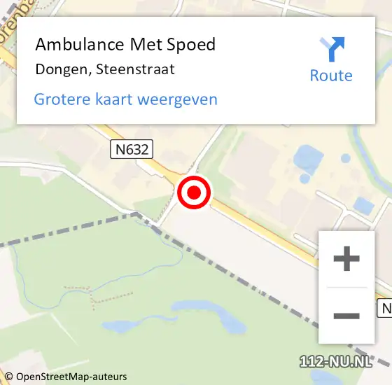 Locatie op kaart van de 112 melding: Ambulance Met Spoed Naar Dongen, Steenstraat op 24 oktober 2019 14:48