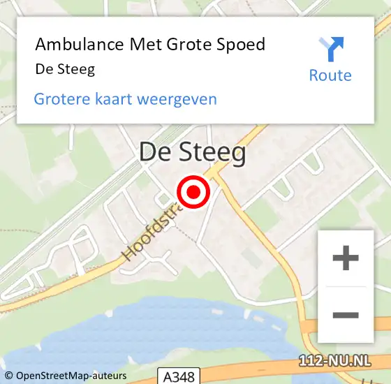 Locatie op kaart van de 112 melding: Ambulance Met Grote Spoed Naar De Steeg op 24 oktober 2019 14:56