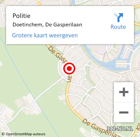 Locatie op kaart van de 112 melding: Politie Doetinchem, De Gasperilaan op 24 oktober 2019 15:05