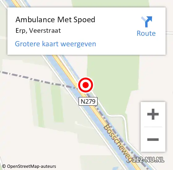 Locatie op kaart van de 112 melding: Ambulance Met Spoed Naar Erp, Veerstraat op 24 oktober 2019 16:08