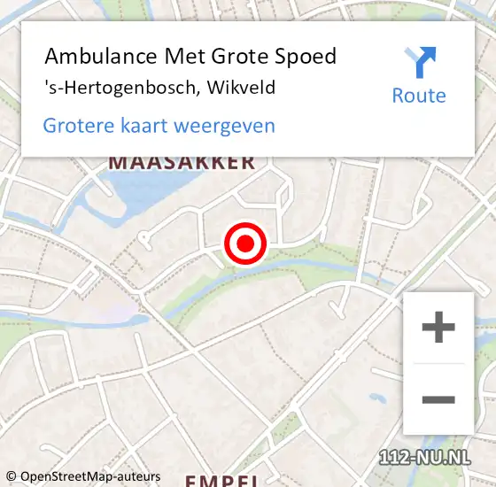 Locatie op kaart van de 112 melding: Ambulance Met Grote Spoed Naar 's-Hertogenbosch, Wikveld op 24 oktober 2019 18:11