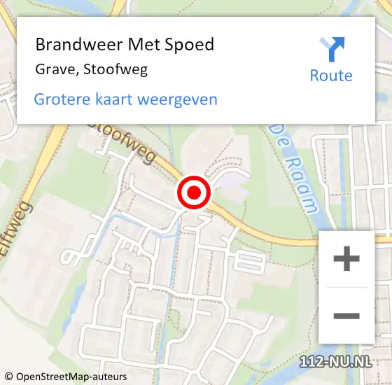 Locatie op kaart van de 112 melding: Brandweer Met Spoed Naar Grave, Stoofweg op 24 oktober 2019 19:28