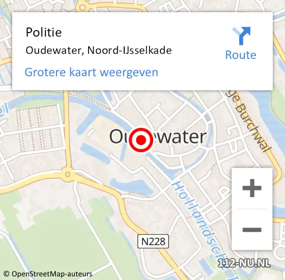 Locatie op kaart van de 112 melding: Politie Oudewater, Noord-IJsselkade op 24 oktober 2019 19:55