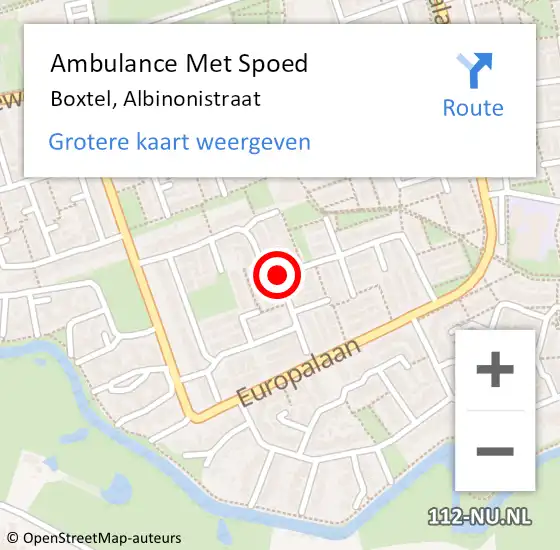 Locatie op kaart van de 112 melding: Ambulance Met Spoed Naar Boxtel, Albinonistraat op 24 oktober 2019 20:20