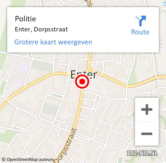 Locatie op kaart van de 112 melding: Politie Enter, Dorpsstraat op 24 oktober 2019 20:40