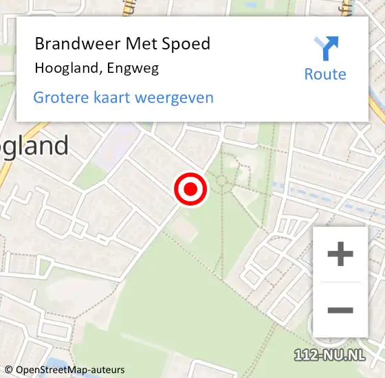 Locatie op kaart van de 112 melding: Brandweer Met Spoed Naar Hoogland, Engweg op 24 oktober 2019 20:41